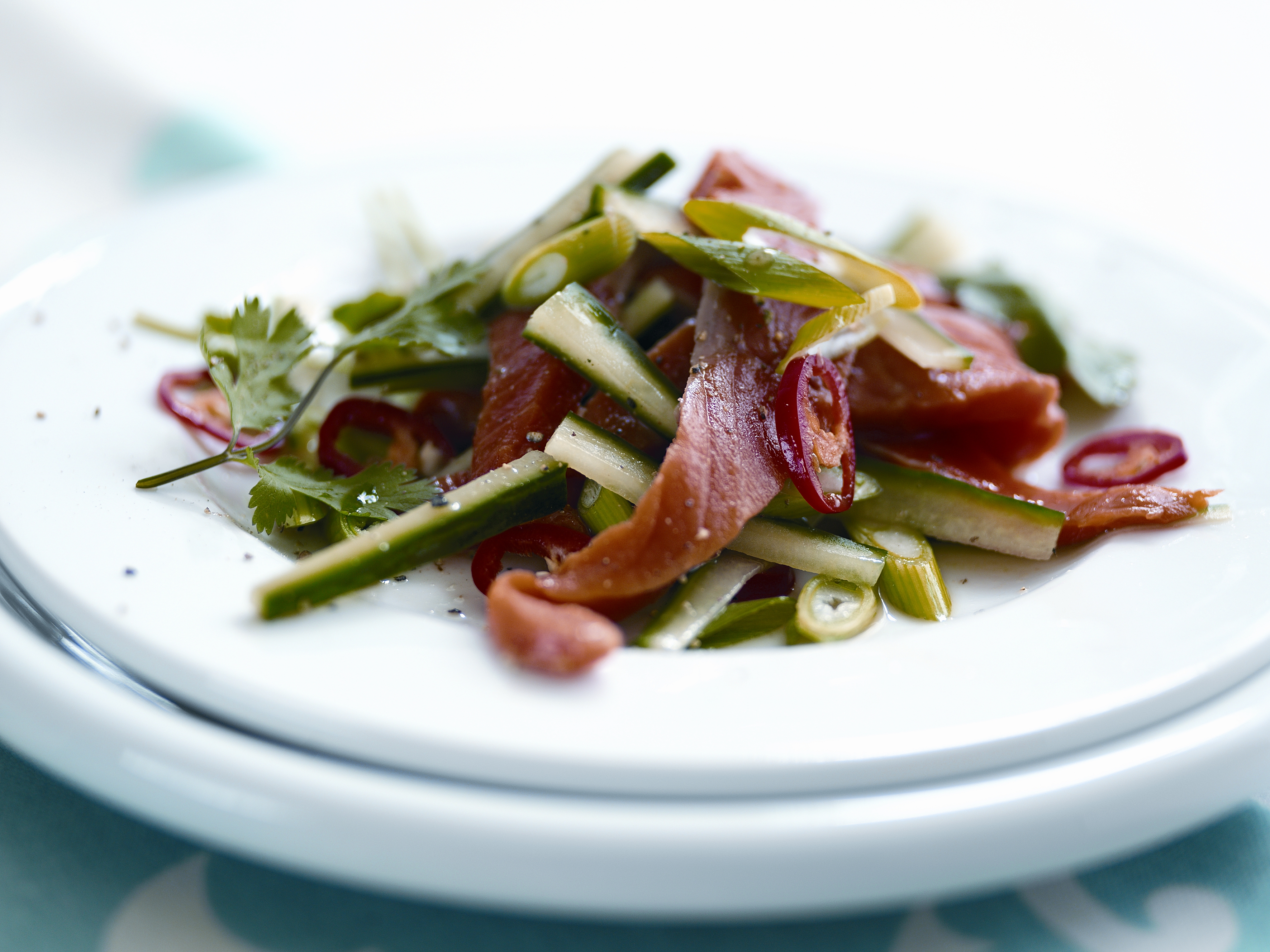 Alan Coxon's Salmon Serviche with crisp fresh sprouts.